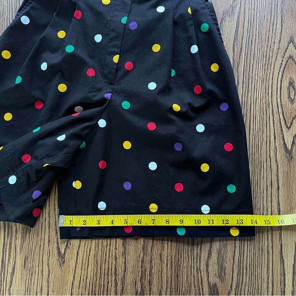 QUANTUM Vintage Black High Waist Wide Bermuda Shorts Culottes Multi Polka Dot 12 - Picture 10 of 10